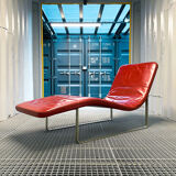 B&B Italia red leather lounge chair by Jeffrey Bernett
