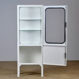 Restored vintage iron and glass medical cabinet, 1970s