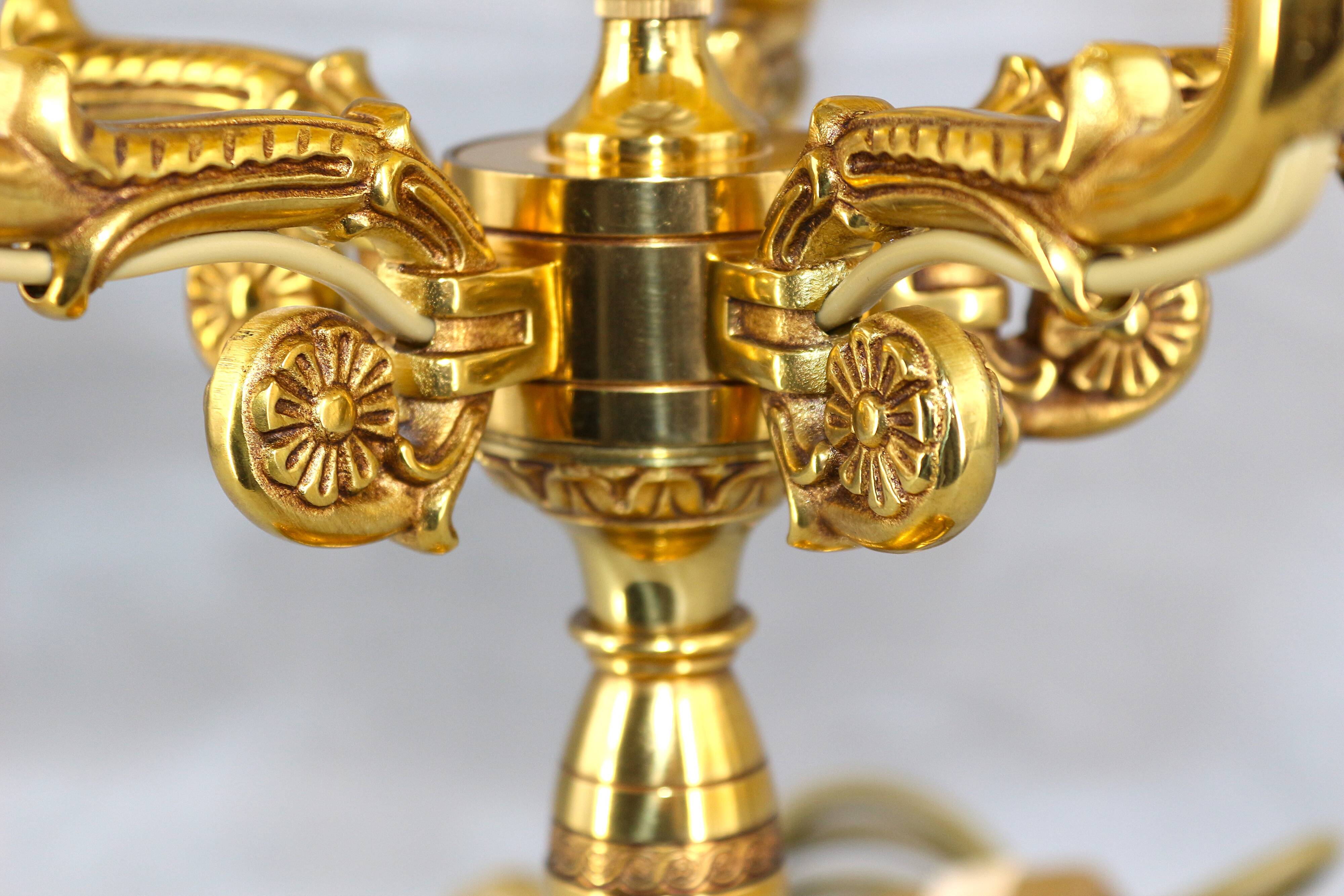 Bronze Bouillotte Lamp in Solid Empire Style Five Lights * Lucien Ga