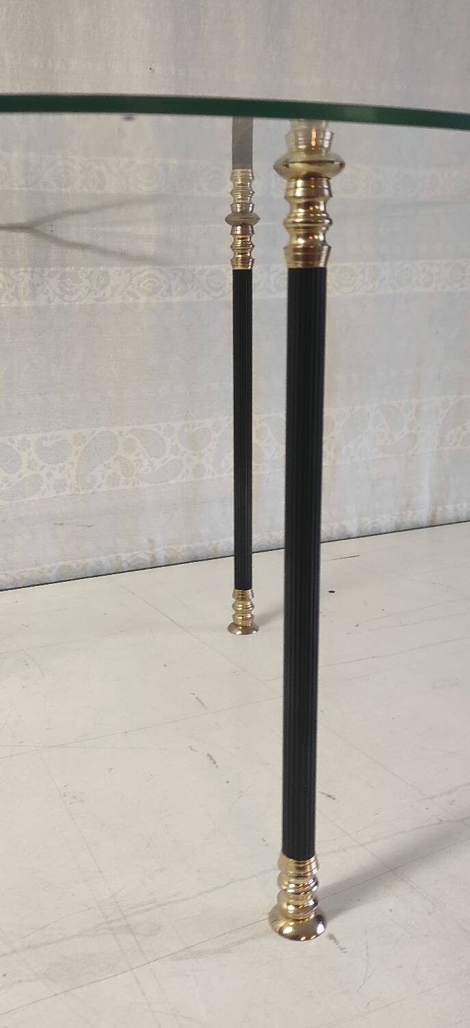 Glass tripod side coffee table - 60s/70s