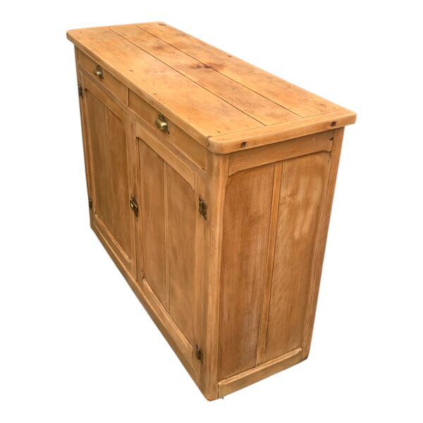 Grand buffet parisien billot et charnières papillons bois brut 1930