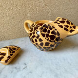 Teapot elephant glazed ceramic collector Giraffe 70s-80s