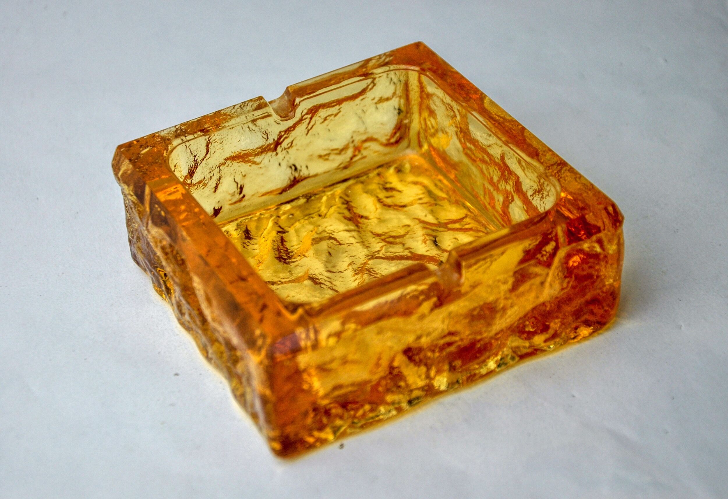 Cendrier orange par Antonio Imperatore, verre de murano, italie, 1970