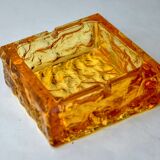 Orange ice cube ashtray by Antonio Imperatore, murano glass, Italy, 1970