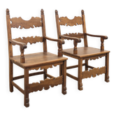 Paire de fauteuils en bois sculpté italiens, Lombardie, 19e siècle