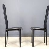 Set of 6 high back leather dining chairs, 1980s