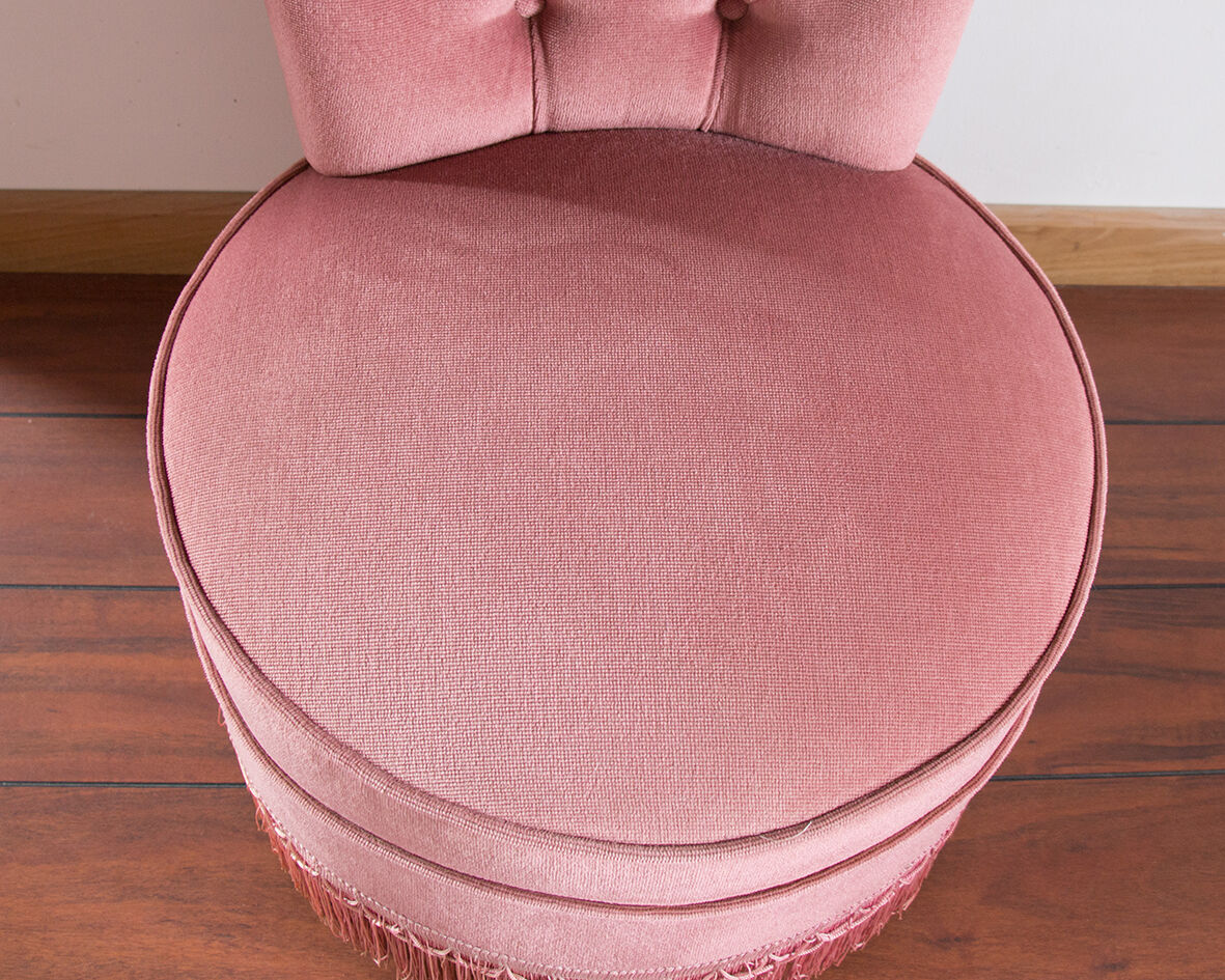 Fauteuil crapaud rose poudré