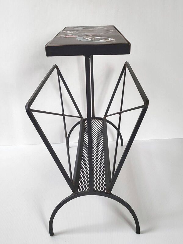Porte-revues table d'appoint vintage 1950 ceramique & acier 50s 1950s musiq