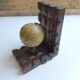 Wooden bookends globe world map