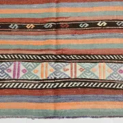 Vintage Turkish Green Kilim Rug, Bohemian Eclectic Home Decor, 176x230Cm