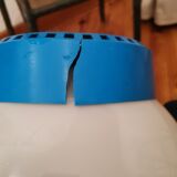 Table lamp vintage 70s plastic blue globe white opaline white