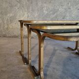 3 nesting tables in brass and glass