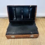 Large Gustave Keller leather trunk with multiple compartments