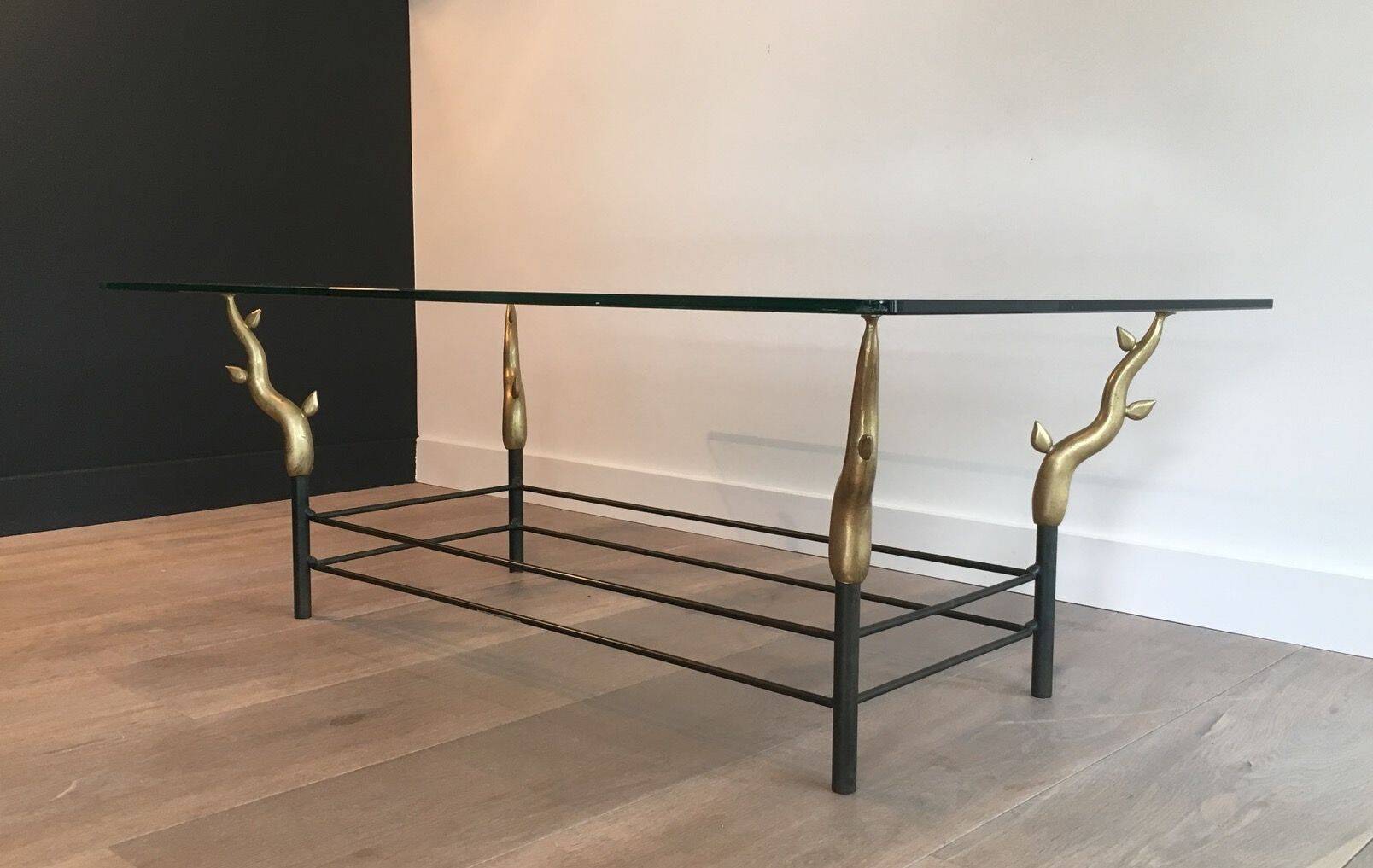 Table basse en fer forgé dans le goût de Willy Daro
