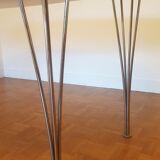 White Super-elliptical table, design by Piet Hein and Bruno Mathsson for Fritz Hansen