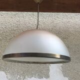 Old molded glass hanging Contour brass + Support Golden 70s Vintage