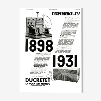 Affiche vintage années 30 Radio TSF Ducretet