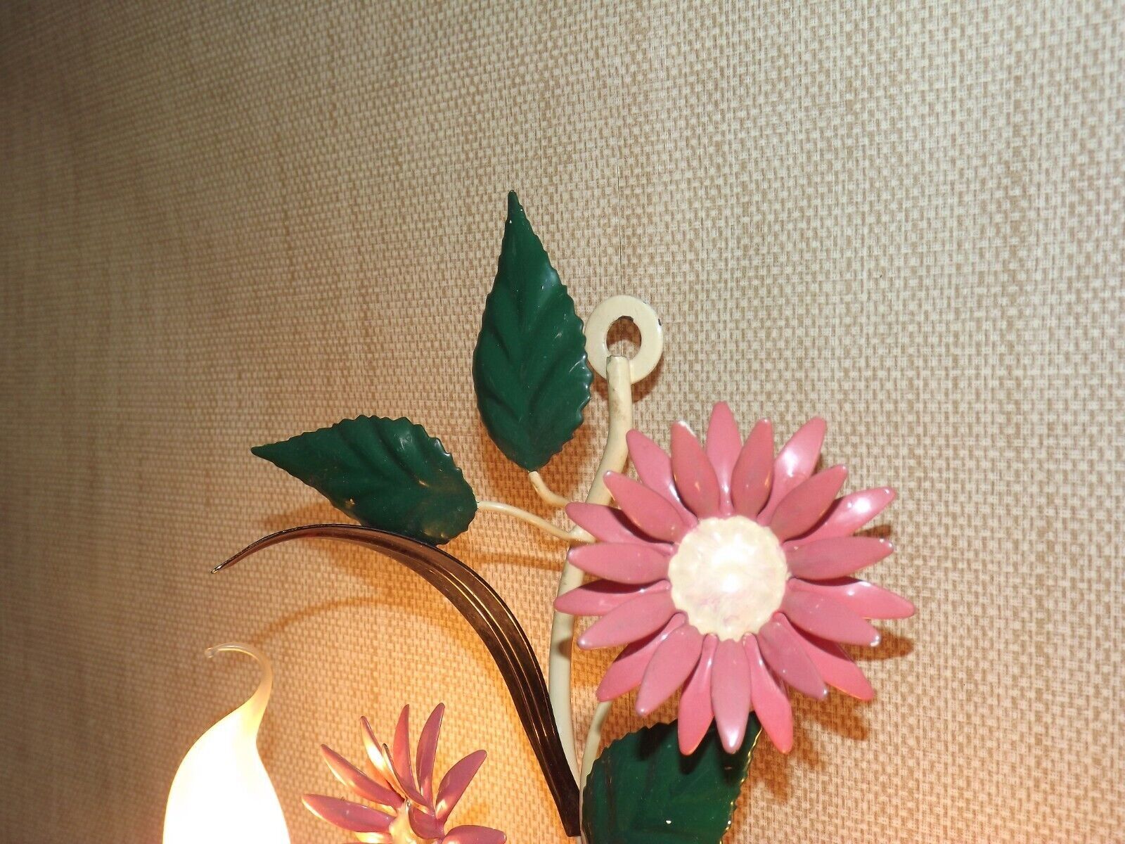 Vintage French double light earthenware wall lamp