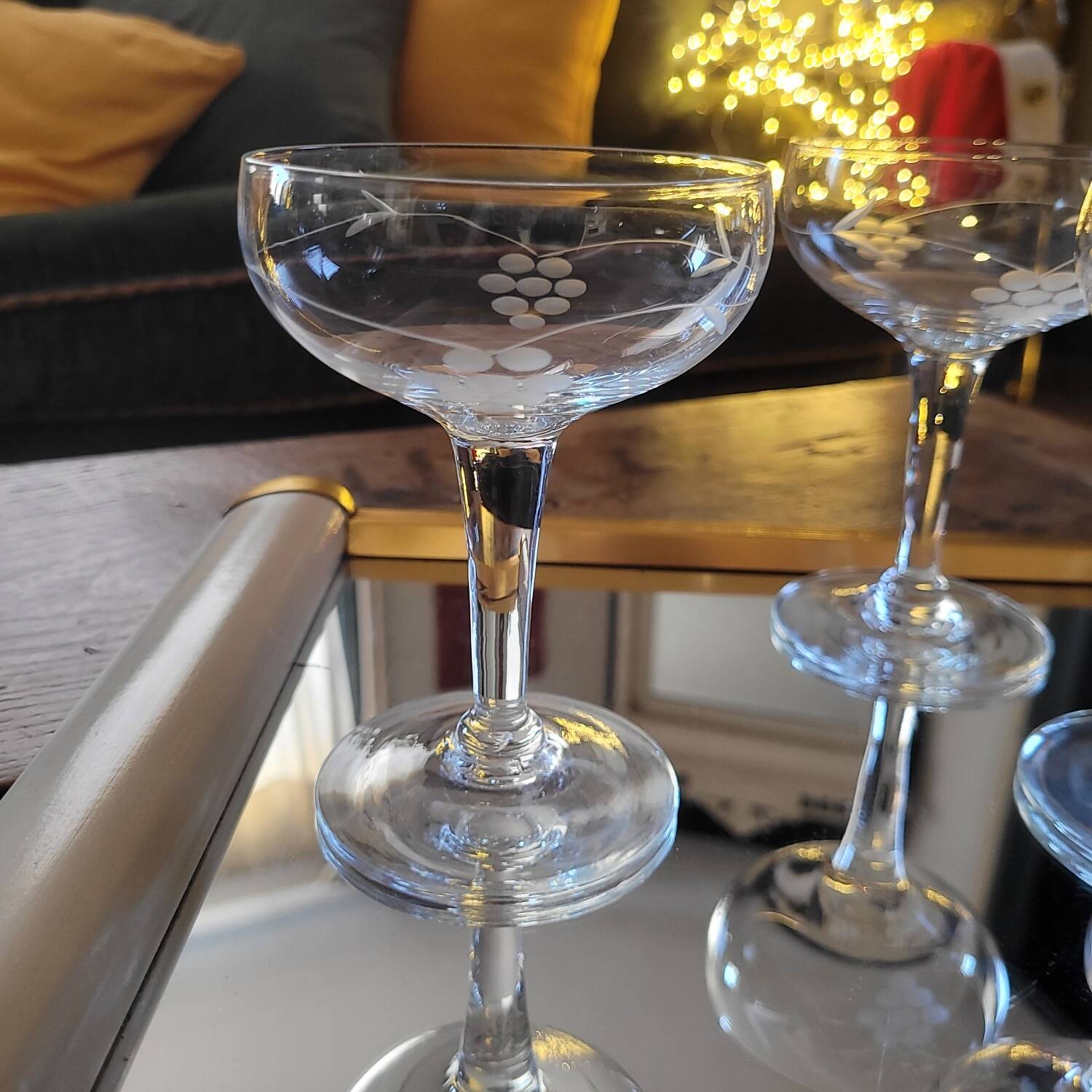 Vintage Champagne Glasses in Cut Glass