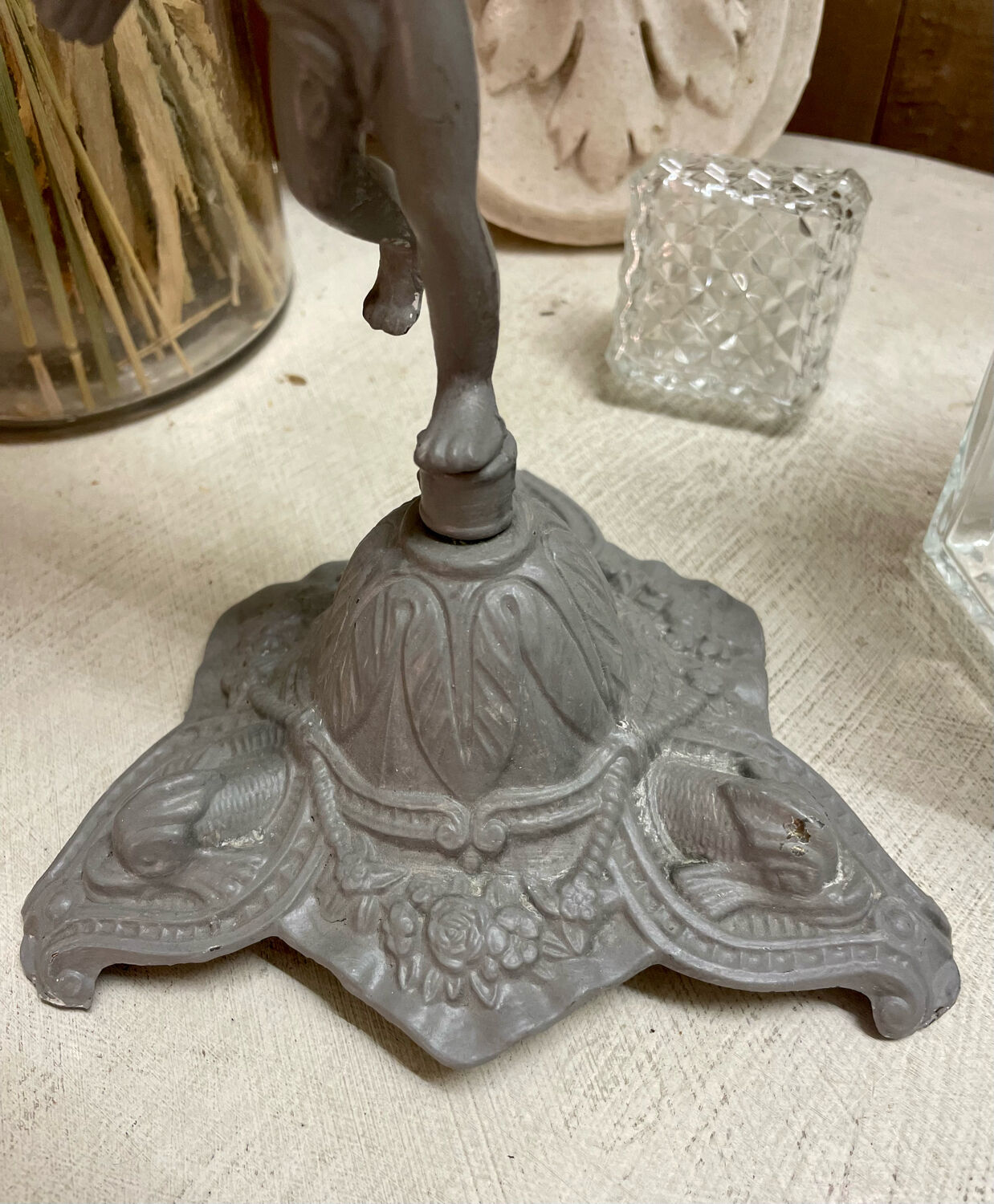 Brass candle holder angelot cherub period 19th century