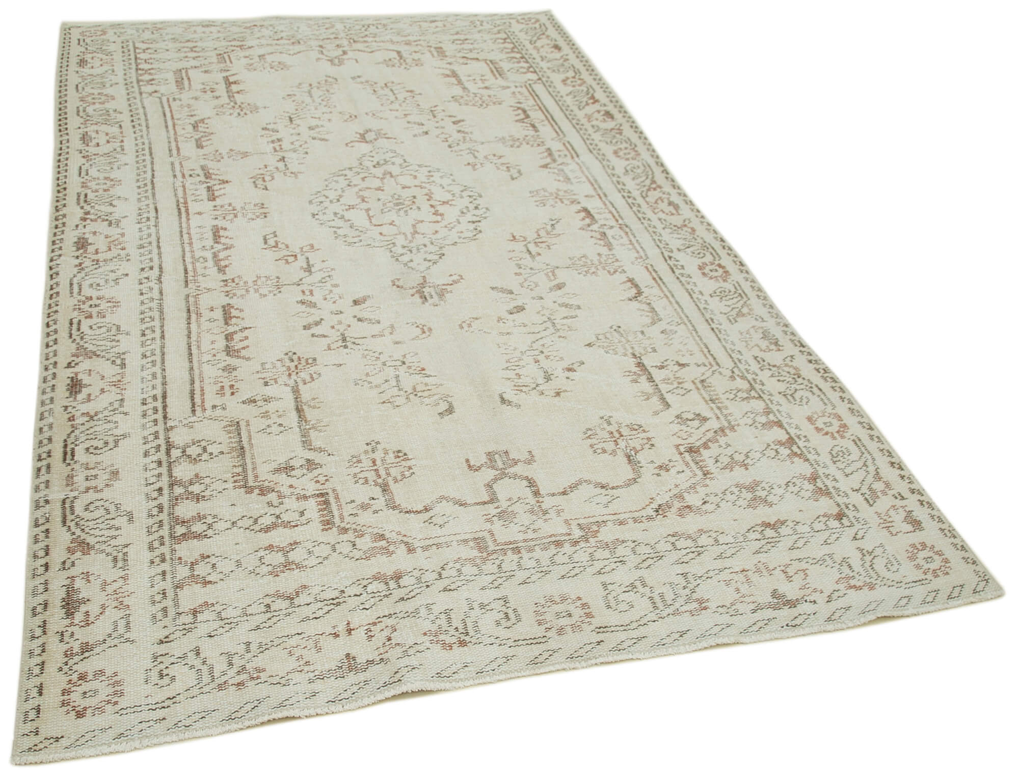Handmade rustic oriental beige rug 163 x 267 cm
