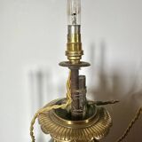 Pair of Napoleon III bronze and glass lamps
