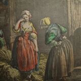 Engraving by Choffard "The Badly Guarded Girl"