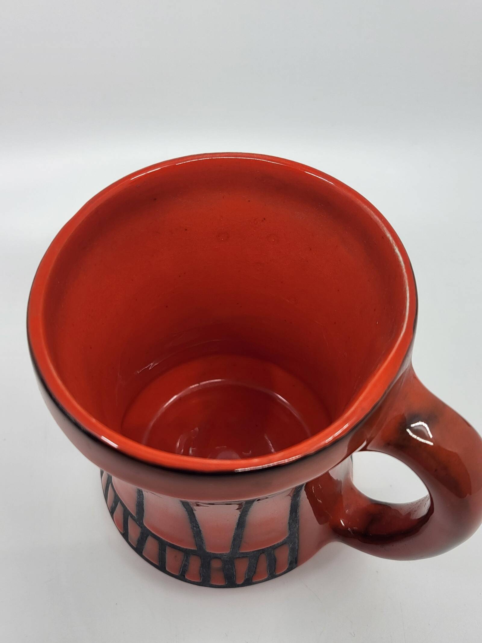 Vase handle Roger Capron in red ceramic, Vallauris, France 1950