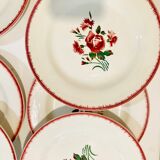 8 plates faience bordeaux-collection bouquet fleuri - digoin sarreguemines -retro-cuisine-vintage