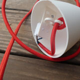 Black hanging lamp in enamelled sheet metal