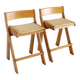 Tabourets de bar vintage italiens en bois et corde, lot de 2
