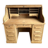 Renovated antique oak cylinder desk – original key