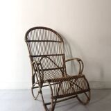Vintage Dutch rattan armchair with armrest, 1960s