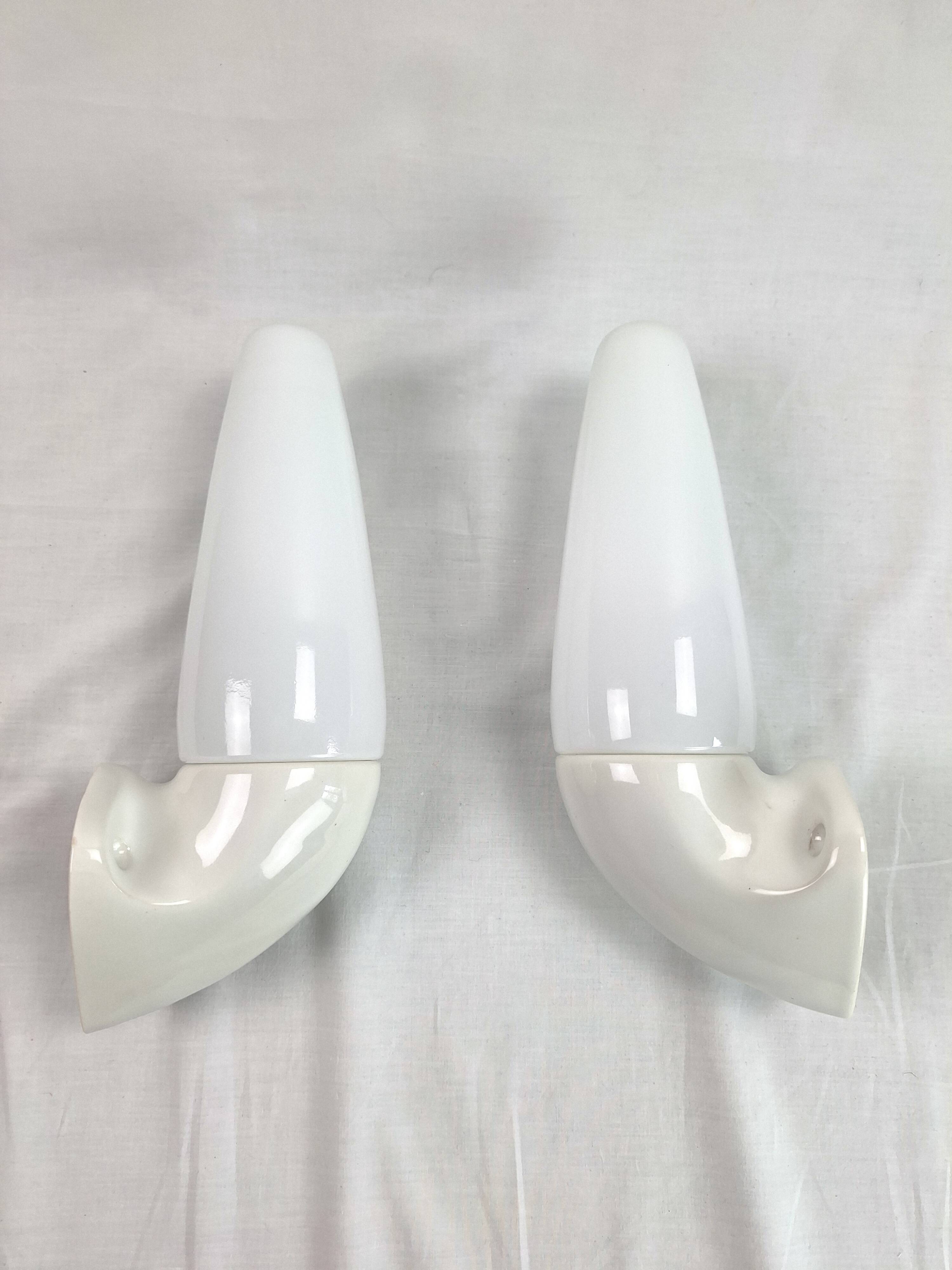 Pair of Art Deco ceramic wall lights by S.Bernadotte