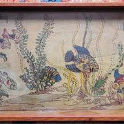 Engraved and painted plateau, Japonisme style 1900 - 1930