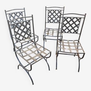 4 chairs garden wrought iron French bistrot chairs Paris Garden terrace 1980s