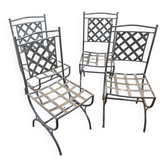 4 chairs garden wrought iron French bistrot chairs Paris Garden terrace 1980s