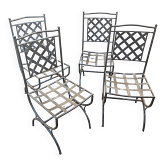 4 chaises jardin fer forgé 1980s