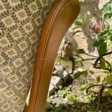 Armchair in wood, cane and velvet