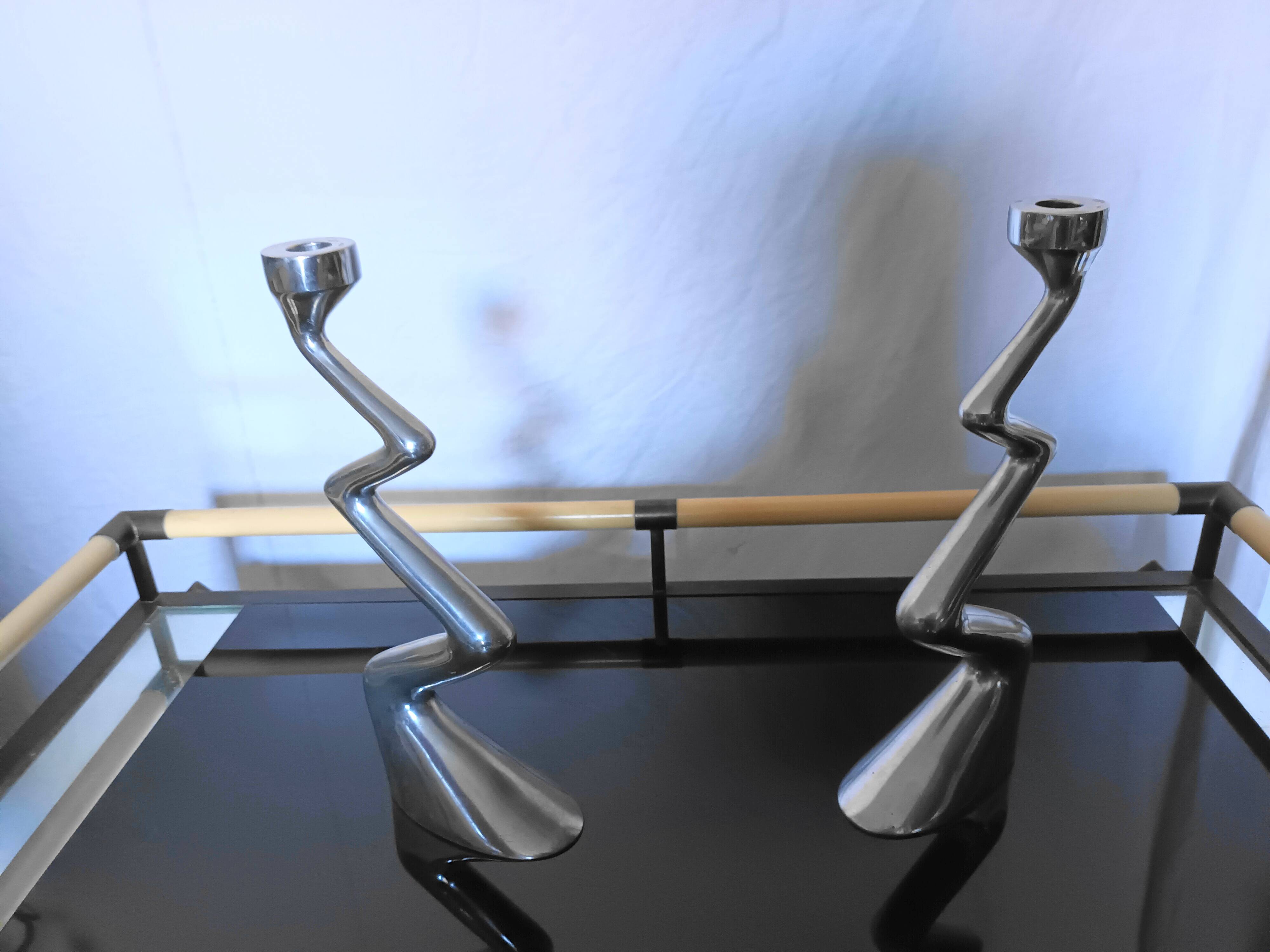 Pair of Zig Zag candlesticks by Matthew Hilton from the 80s