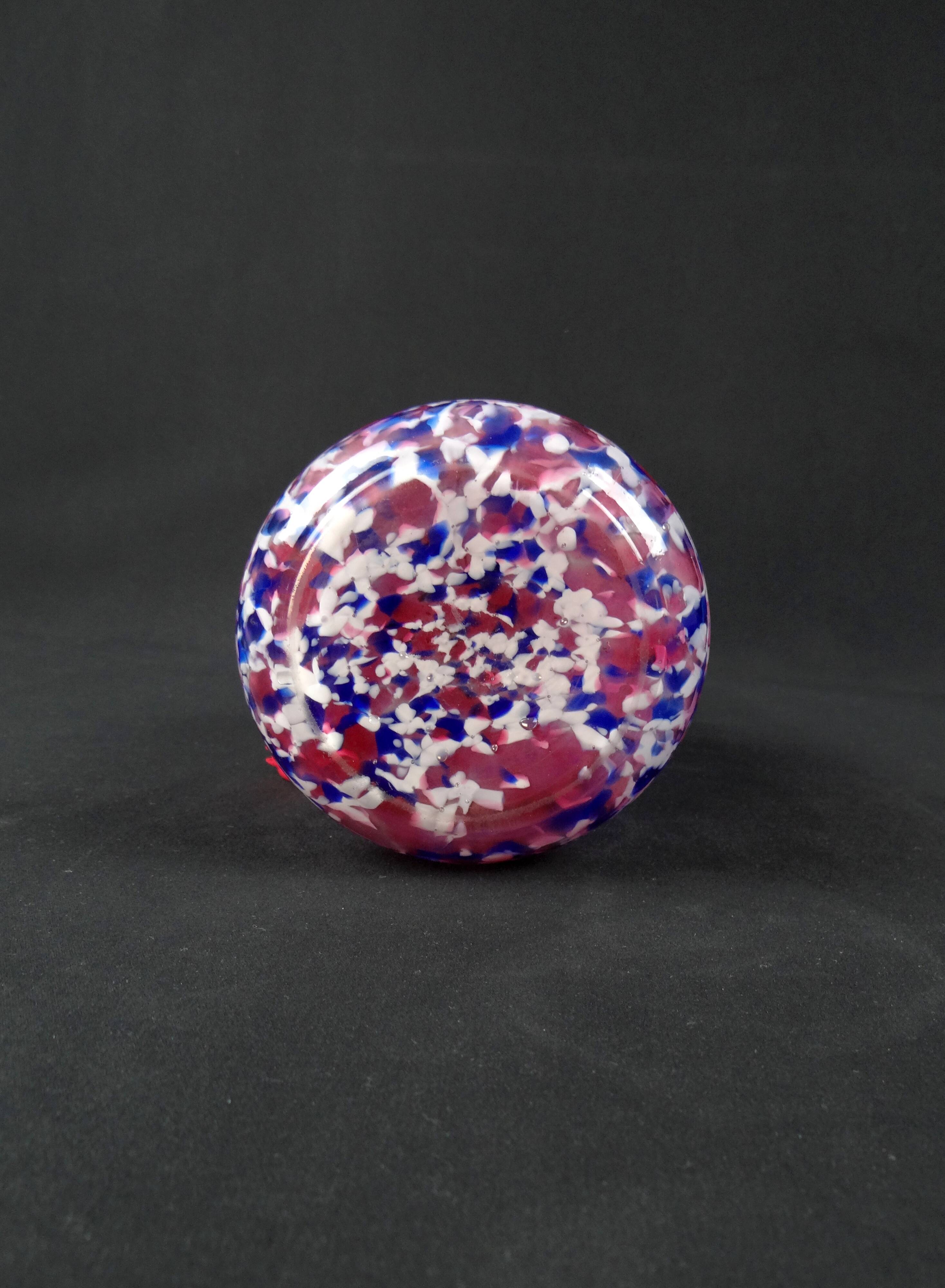 Antique polychrome speckled glass carafe/bottle from Clichy, late 19th century