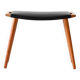 Tabouret vintage en bois et cuir