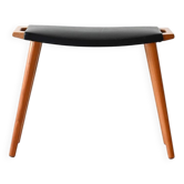 Tabouret vintage en bois et cuir