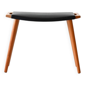 Vintage wooden and leather stool