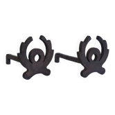Pair of modernist wrought iron andirons