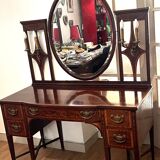 Louis XVI style dressing table – marquetry, oval mirror.