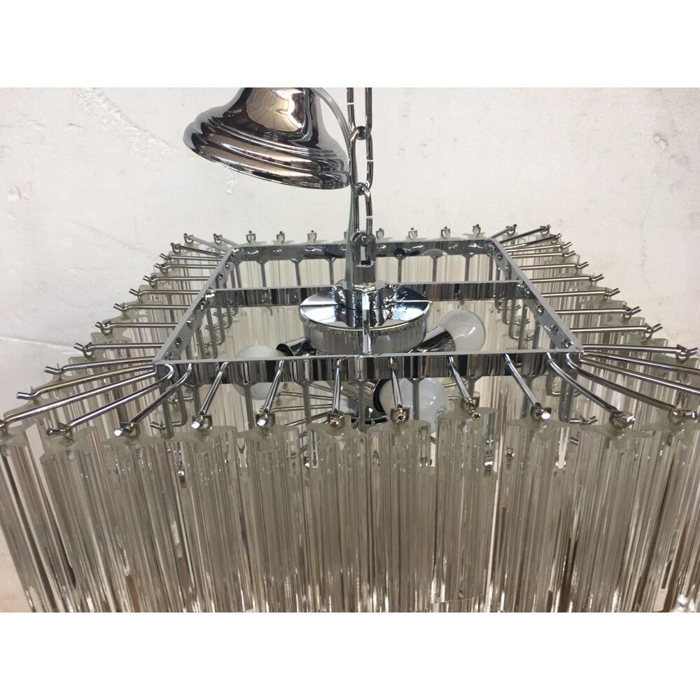 Clear quadriedro murano glass squared chandelier
