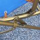 Set of 3 vintage lafuma sun loungers canvas and tubes + table