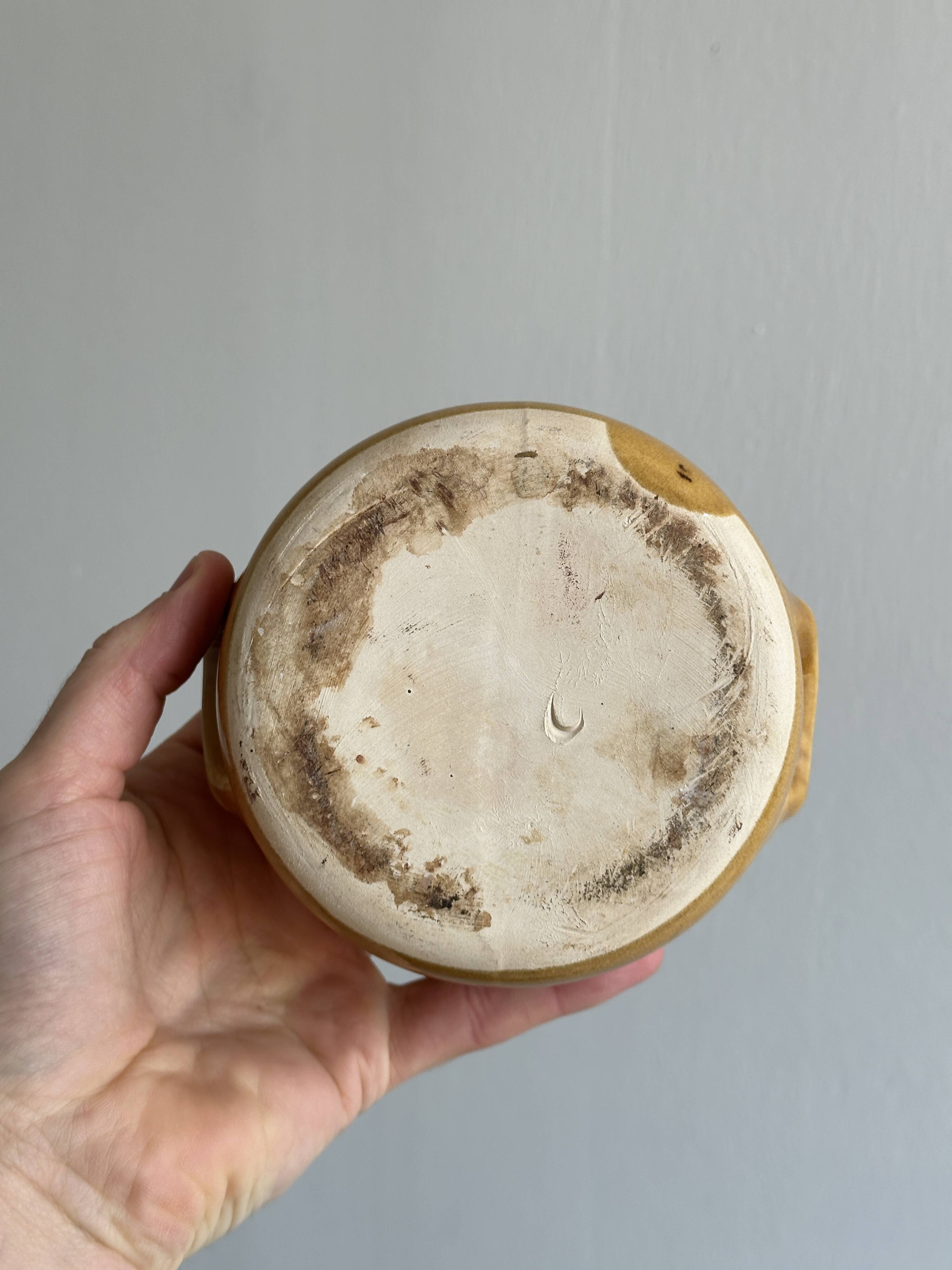 Yellow ceramic stoneware sugar bowl