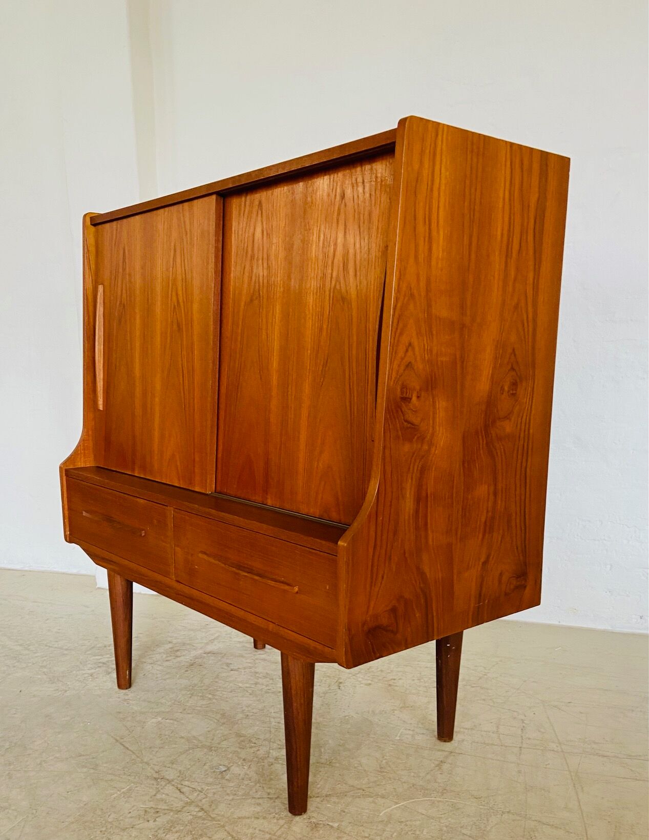Vintage Danish mid-century teak bar cabinet 1960